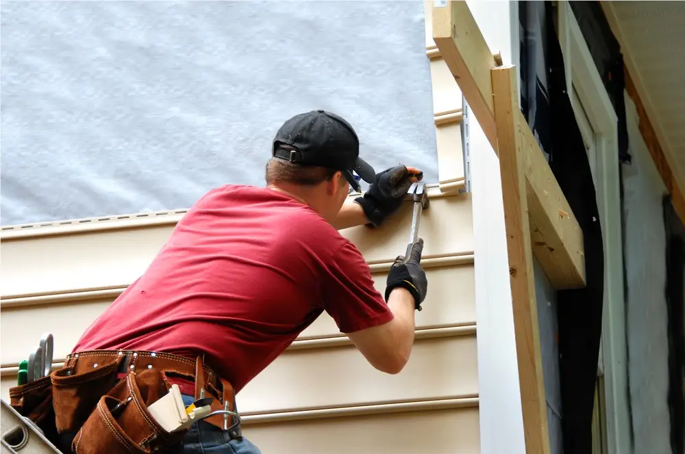 Siding installation in progress