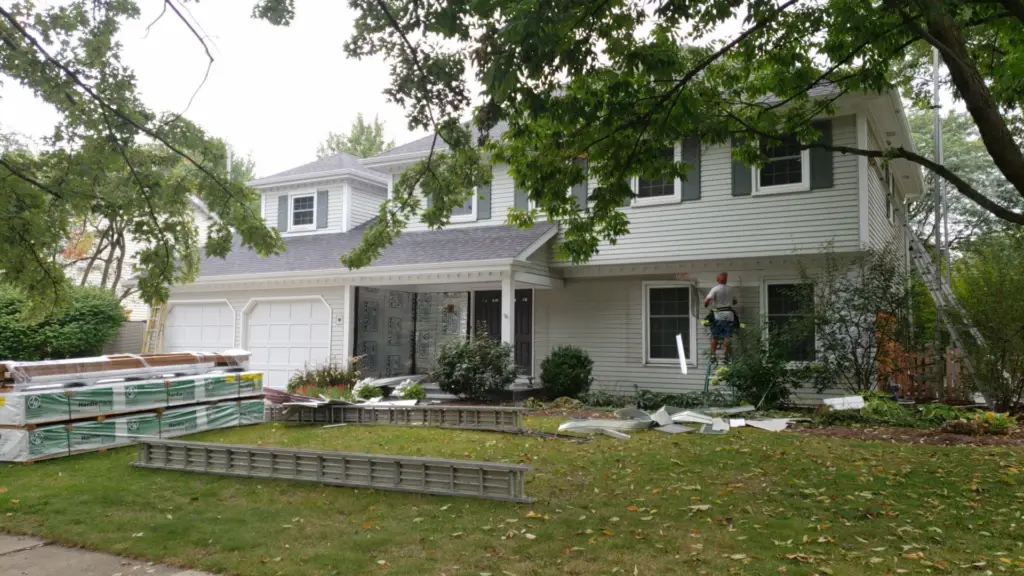 James Hardie siding installation in progress